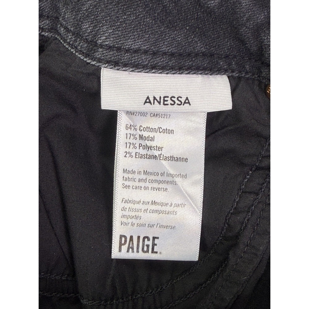 Paige Jeans Womens 27 Black Willow Denim Anessa Wide Leg High Rise Stretch - Picture 8 of 10